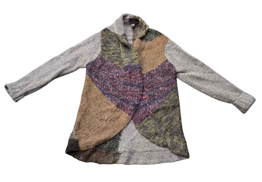 Fenn Wright Manson Multi Color Abstract Wool Cardigan Sweater